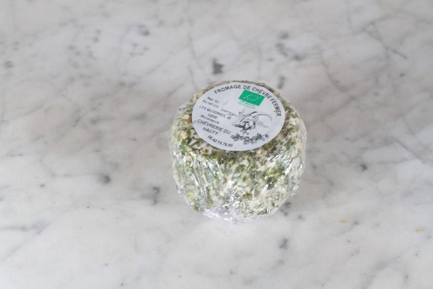 Crottin de chèvre frais ail et fines herbes bio (150g) Crèmerie Jessie Derkenne - Chèvrerie du Hauty - Mondrepuis